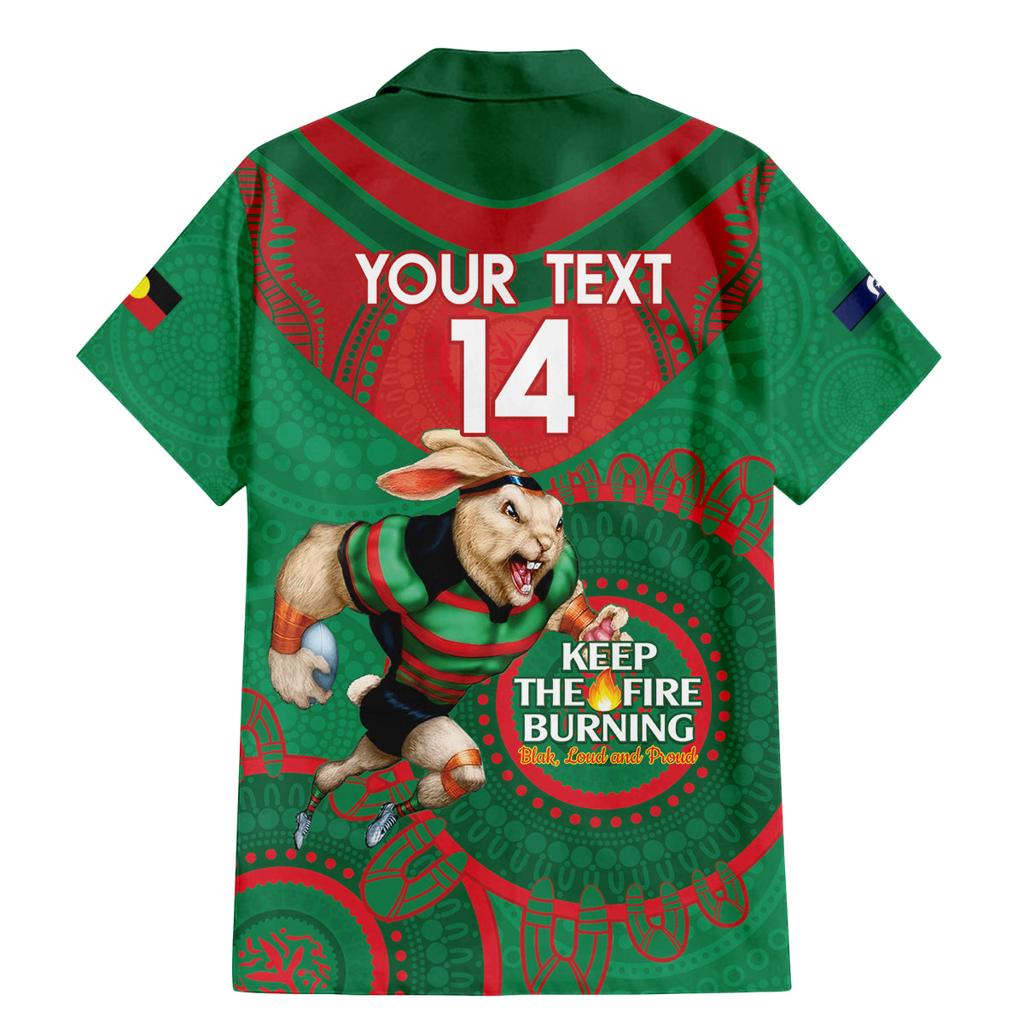 Custom NRL Rabbitohs NAIDOC Week Family Matching Mermaid Dress and Hawaiian Shirt Keep The Fire Burning Indigenous Art