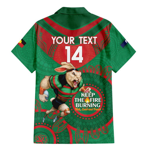 Custom NRL Rabbitohs NAIDOC Week Family Matching Mermaid Dress and Hawaiian Shirt Keep The Fire Burning Indigenous Art