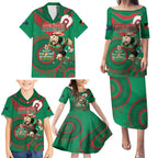 Custom NRL Rabbitohs NAIDOC Week Family Matching Puletasi and Hawaiian Shirt Keep The Fire Burning Indigenous Art