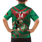 Custom NRL Rabbitohs NAIDOC Week Family Matching Puletasi and Hawaiian Shirt Keep The Fire Burning Indigenous Art