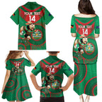 Custom NRL Rabbitohs NAIDOC Week Family Matching Puletasi and Hawaiian Shirt Keep The Fire Burning Indigenous Art