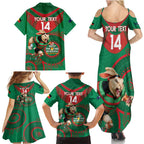 Custom NRL Rabbitohs NAIDOC Week Family Matching Summer Maxi Dress and Hawaiian Shirt Keep The Fire Burning Indigenous Art