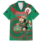 Custom NRL Rabbitohs NAIDOC Week Family Matching Summer Maxi Dress and Hawaiian Shirt Keep The Fire Burning Indigenous Art