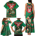 Custom NRL Rabbitohs NAIDOC Week Family Matching Tank Maxi Dress and Hawaiian Shirt Keep The Fire Burning Indigenous Art