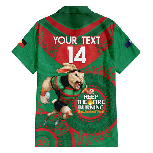 Custom NRL Rabbitohs NAIDOC Week Family Matching Tank Maxi Dress and Hawaiian Shirt Keep The Fire Burning Indigenous Art