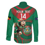 Custom NRL Rabbitohs NAIDOC Week Family Matching Tank Maxi Dress and Hawaiian Shirt Keep The Fire Burning Indigenous Art