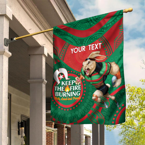 Custom NRL Rabbitohs NAIDOC Week Garden Flag Keep The Fire Burning Indigenous Art