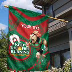 Custom NRL Rabbitohs NAIDOC Week Garden Flag Keep The Fire Burning Indigenous Art