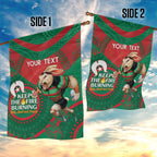 Custom NRL Rabbitohs NAIDOC Week Garden Flag Keep The Fire Burning Indigenous Art