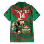 Custom NRL Rabbitohs NAIDOC Week Hawaiian Shirt Keep The Fire Burning Indigenous Art
