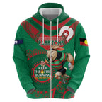 Custom NRL Rabbitohs NAIDOC Week Hoodie Keep The Fire Burning Indigenous Art