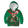 Custom NRL Rabbitohs NAIDOC Week Kid Hoodie Keep The Fire Burning Indigenous Art
