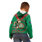 Custom NRL Rabbitohs NAIDOC Week Kid Hoodie Keep The Fire Burning Indigenous Art