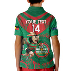 Custom NRL Rabbitohs NAIDOC Week Kid Polo Shirt Keep The Fire Burning Indigenous Art