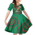 Custom NRL Rabbitohs NAIDOC Week Kid Short Sleeve Dress Keep The Fire Burning Indigenous Art