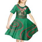 Custom NRL Rabbitohs NAIDOC Week Kid Short Sleeve Dress Keep The Fire Burning Indigenous Art