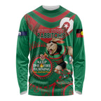 Custom NRL Rabbitohs NAIDOC Week Long Sleeve Shirt Keep The Fire Burning Indigenous Art