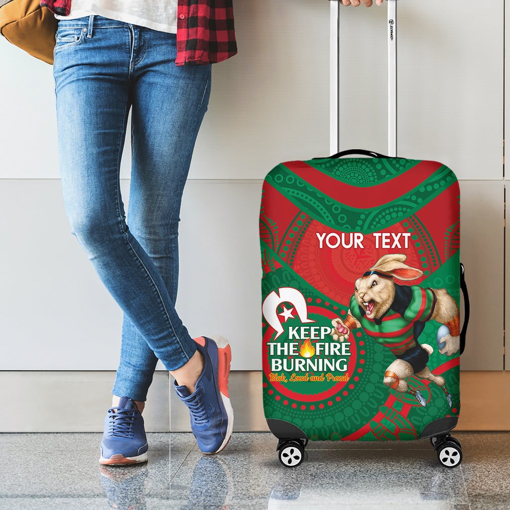 Custom NRL Rabbitohs NAIDOC Week Luggage Cover Keep The Fire Burning Indigenous Art