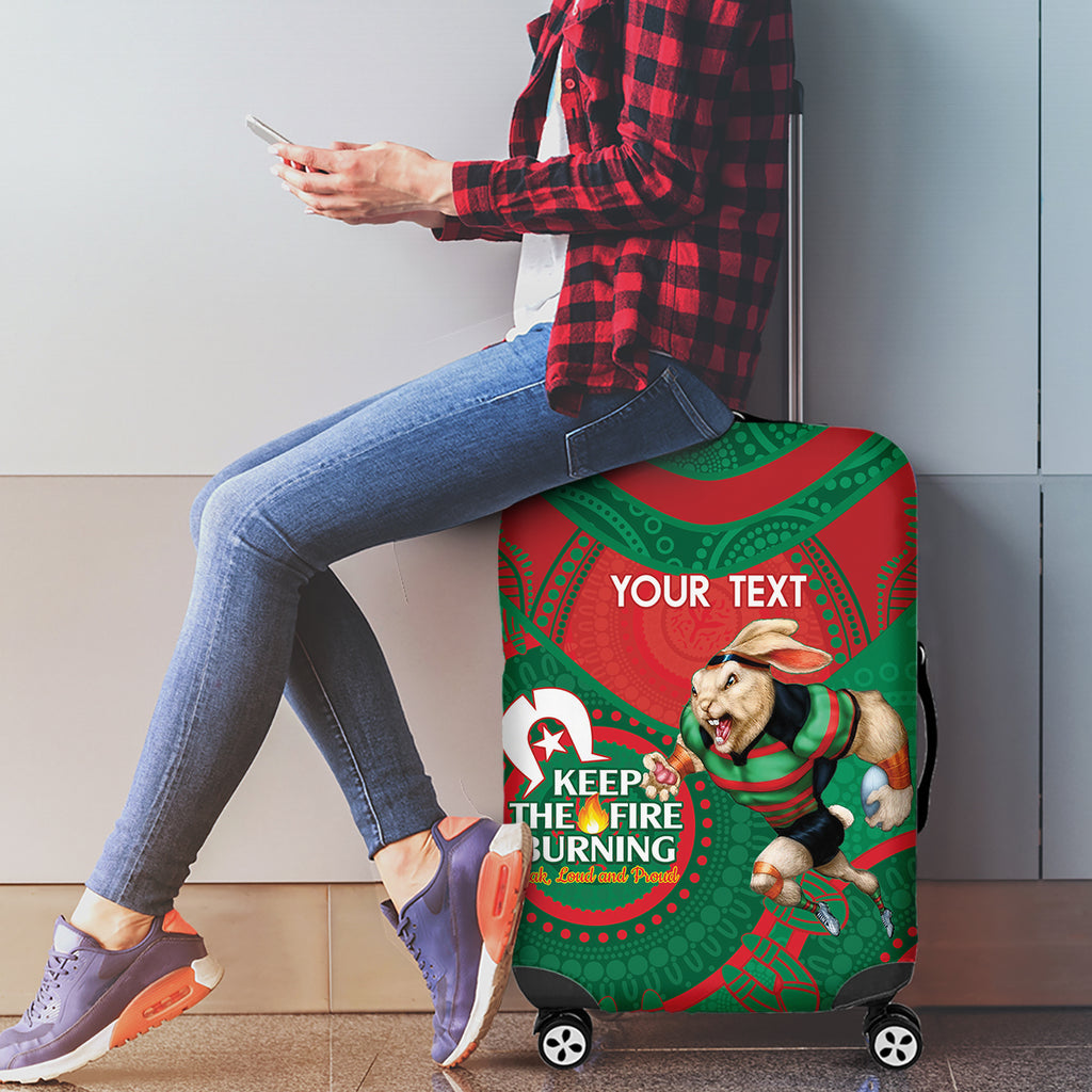 Custom NRL Rabbitohs NAIDOC Week Luggage Cover Keep The Fire Burning Indigenous Art