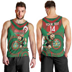 Custom NRL Rabbitohs NAIDOC Week Men Tank Top Keep The Fire Burning Indigenous Art