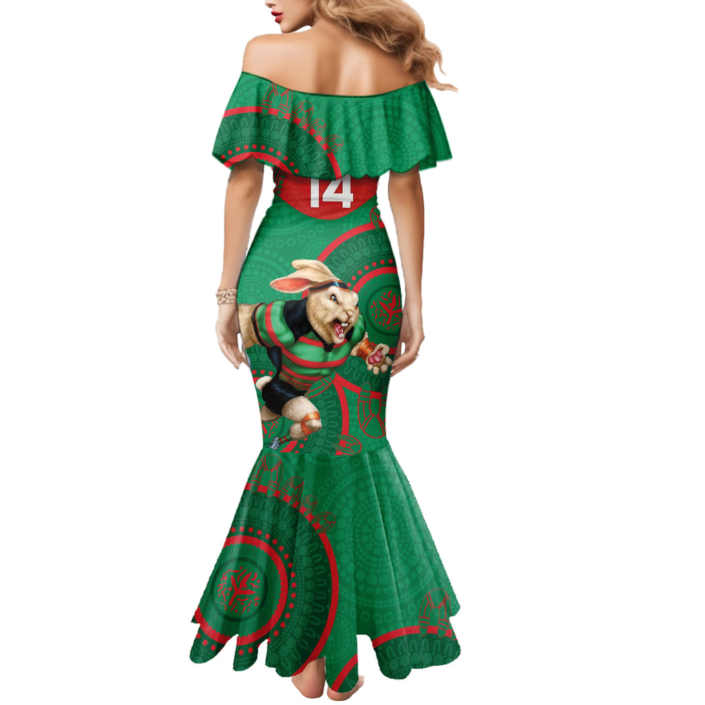 Custom NRL Rabbitohs NAIDOC Week Mermaid Dress Keep The Fire Burning Indigenous Art