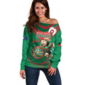 Custom NRL Rabbitohs NAIDOC Week Off Shoulder Sweater Keep The Fire Burning Indigenous Art
