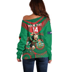 Custom NRL Rabbitohs NAIDOC Week Off Shoulder Sweater Keep The Fire Burning Indigenous Art