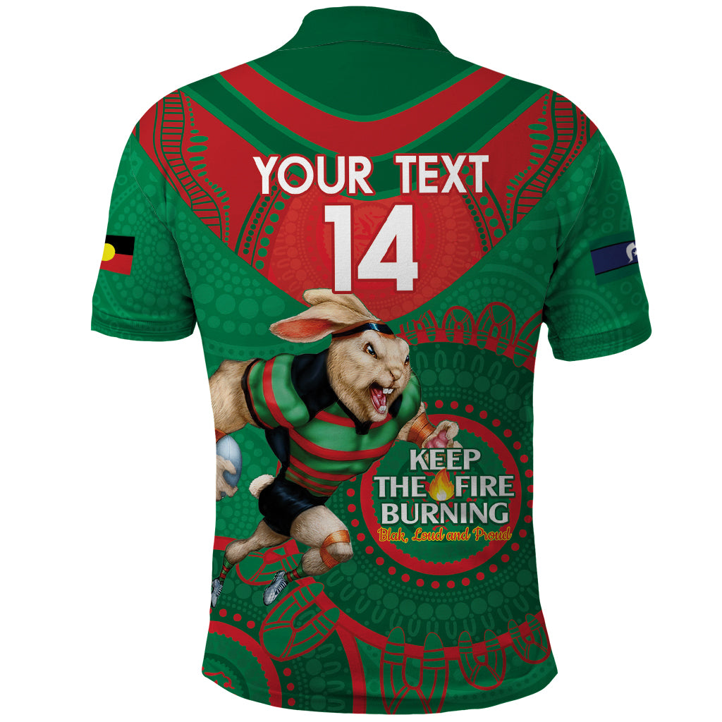 Custom NRL Rabbitohs NAIDOC Week Polo Shirt Keep The Fire Burning Indigenous Art