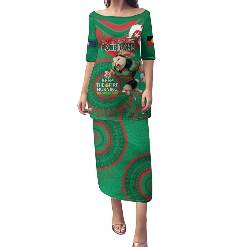 Custom NRL Rabbitohs NAIDOC Week Puletasi Keep The Fire Burning Indigenous Art