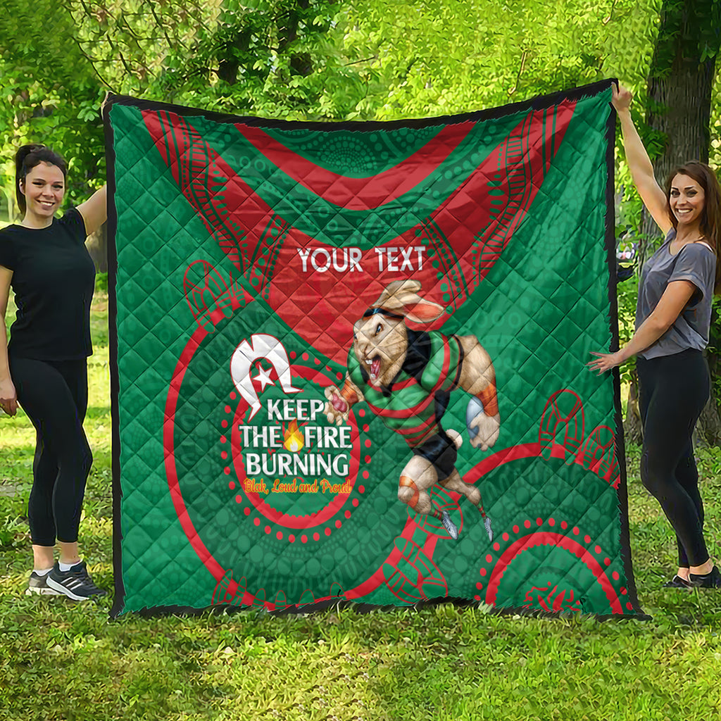 Custom NRL Rabbitohs NAIDOC Week Quilt Keep The Fire Burning Indigenous Art