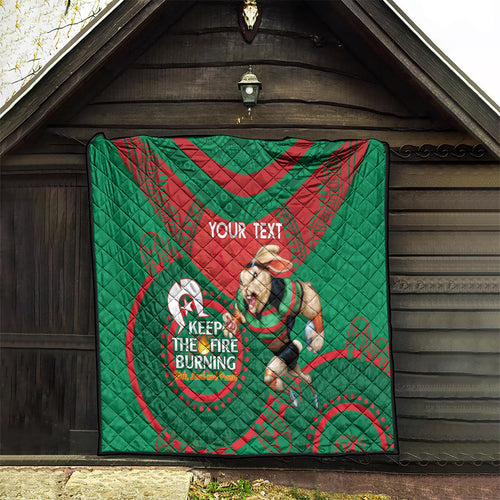 Custom NRL Rabbitohs NAIDOC Week Quilt Keep The Fire Burning Indigenous Art