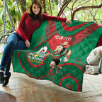 Custom NRL Rabbitohs NAIDOC Week Quilt Keep The Fire Burning Indigenous Art