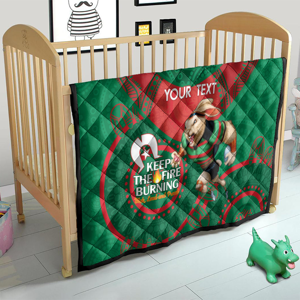 Custom NRL Rabbitohs NAIDOC Week Quilt Keep The Fire Burning Indigenous Art