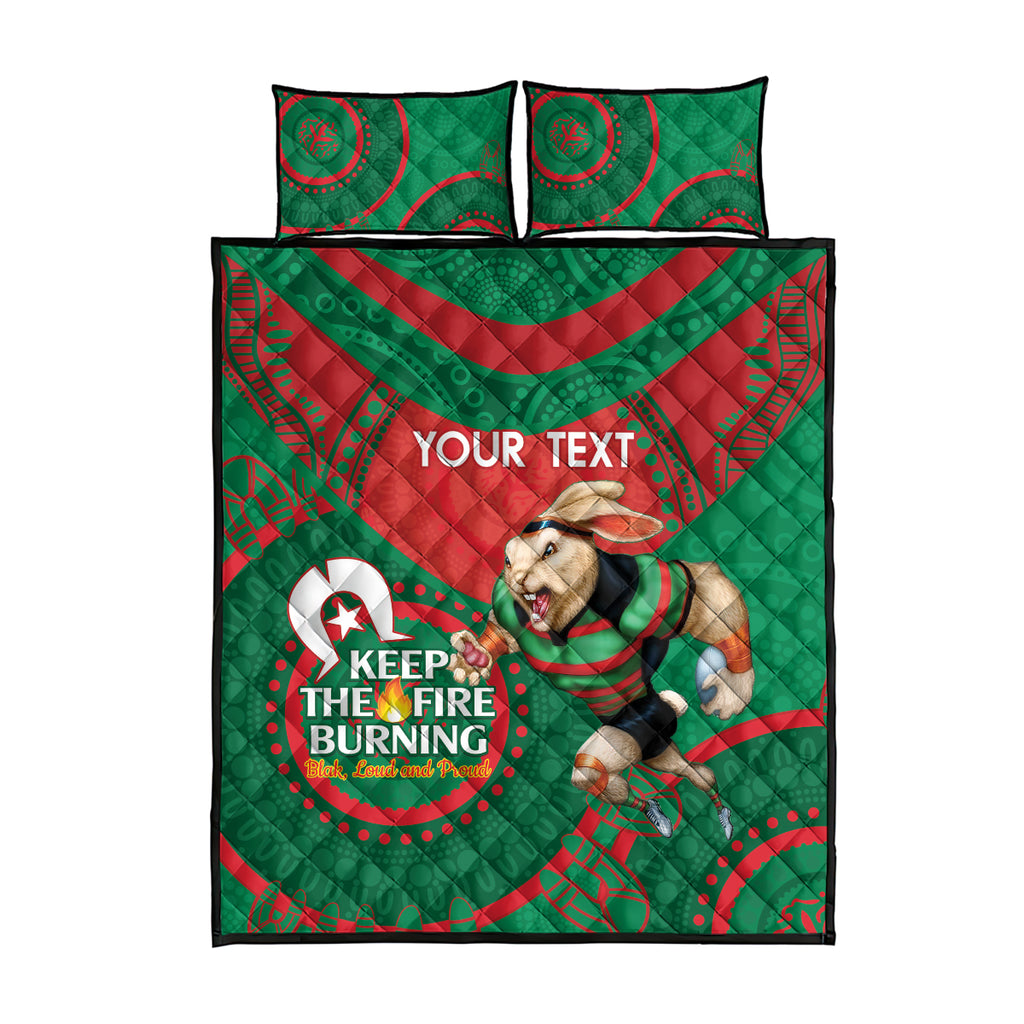 Custom NRL Rabbitohs NAIDOC Week Quilt Bed Set Keep The Fire Burning Indigenous Art