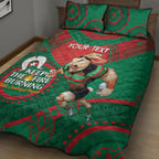 Custom NRL Rabbitohs NAIDOC Week Quilt Bed Set Keep The Fire Burning Indigenous Art