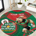Custom NRL Rabbitohs NAIDOC Week Round Carpet Keep The Fire Burning Indigenous Art