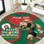 Custom NRL Rabbitohs NAIDOC Week Round Carpet Keep The Fire Burning Indigenous Art