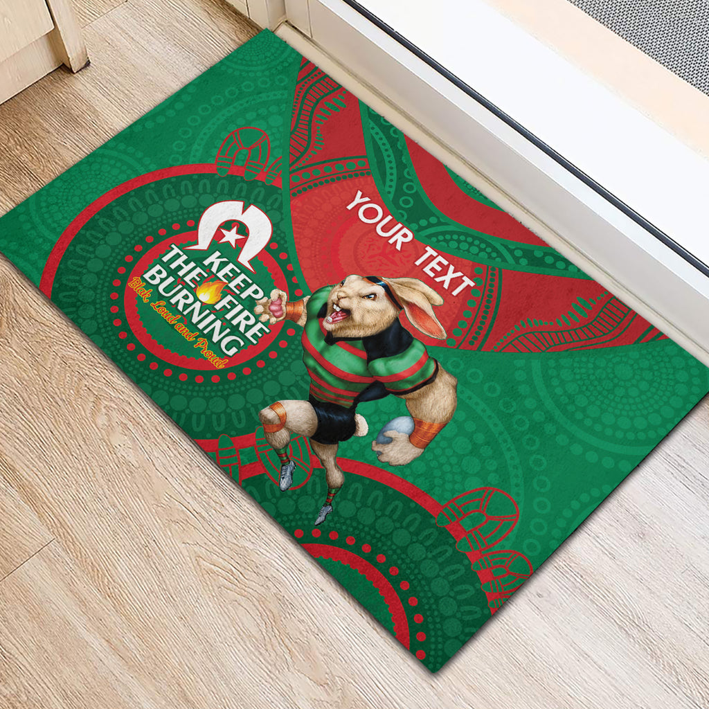 Custom NRL Rabbitohs NAIDOC Week Rubber Doormat Keep The Fire Burning Indigenous Art