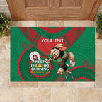 Custom NRL Rabbitohs NAIDOC Week Rubber Doormat Keep The Fire Burning Indigenous Art