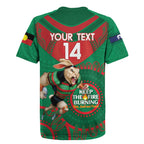 Custom NRL Rabbitohs NAIDOC Week Rugby Jersey Keep The Fire Burning Indigenous Art