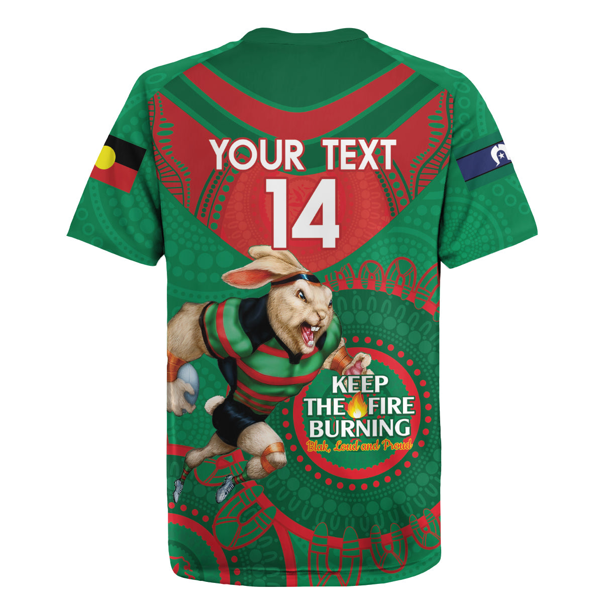 Custom NRL Rabbitohs NAIDOC Week Rugby Jersey Keep The Fire Burning Indigenous Art