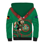 Custom NRL Rabbitohs NAIDOC Week Sherpa Hoodie Keep The Fire Burning Indigenous Art