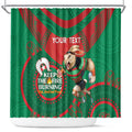 Custom NRL Rabbitohs NAIDOC Week Shower Curtain Keep The Fire Burning Indigenous Art