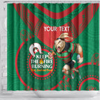 Custom NRL Rabbitohs NAIDOC Week Shower Curtain Keep The Fire Burning Indigenous Art