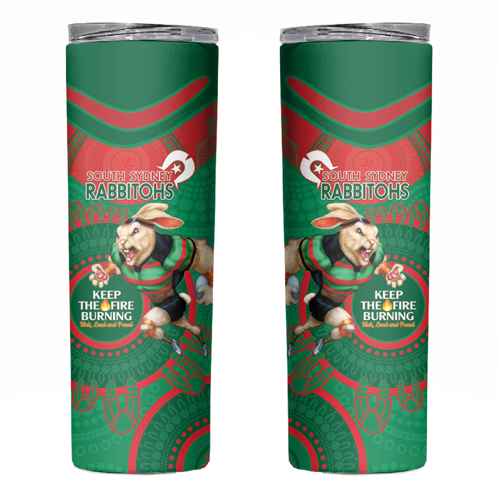 NRL Rabbitohs NAIDOC Week Skinny Tumbler Keep The Fire Burning Indigenous Art