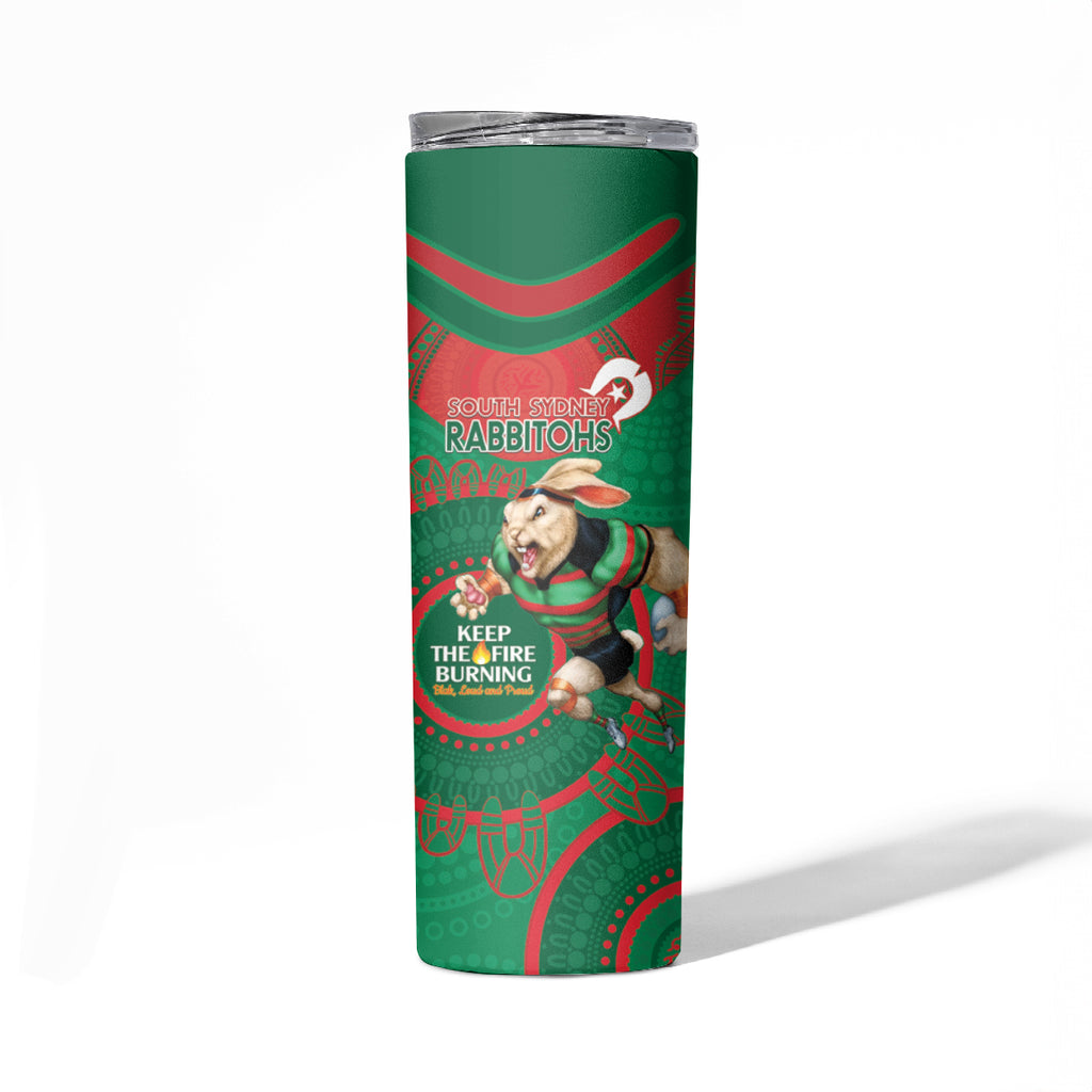 NRL Rabbitohs NAIDOC Week Skinny Tumbler Keep The Fire Burning Indigenous Art