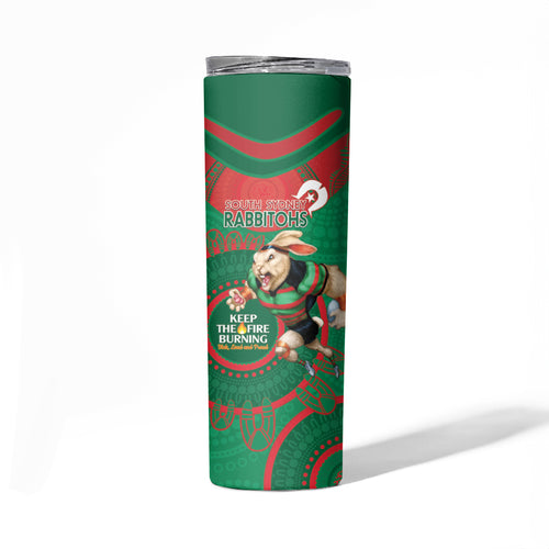 NRL Rabbitohs NAIDOC Week Skinny Tumbler Keep The Fire Burning Indigenous Art
