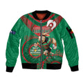 Custom NRL Rabbitohs NAIDOC Week Sleeve Zip Bomber Jacket Keep The Fire Burning Indigenous Art
