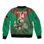 Custom NRL Rabbitohs NAIDOC Week Sleeve Zip Bomber Jacket Keep The Fire Burning Indigenous Art