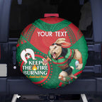 Custom NRL Rabbitohs NAIDOC Week Spare Tire Cover Keep The Fire Burning Indigenous Art